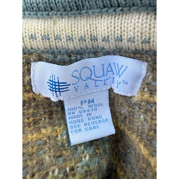 Vintage Squaw Valley 100% Wool Sweater Cardigan Size Petite Medium - Picture 4 of 5